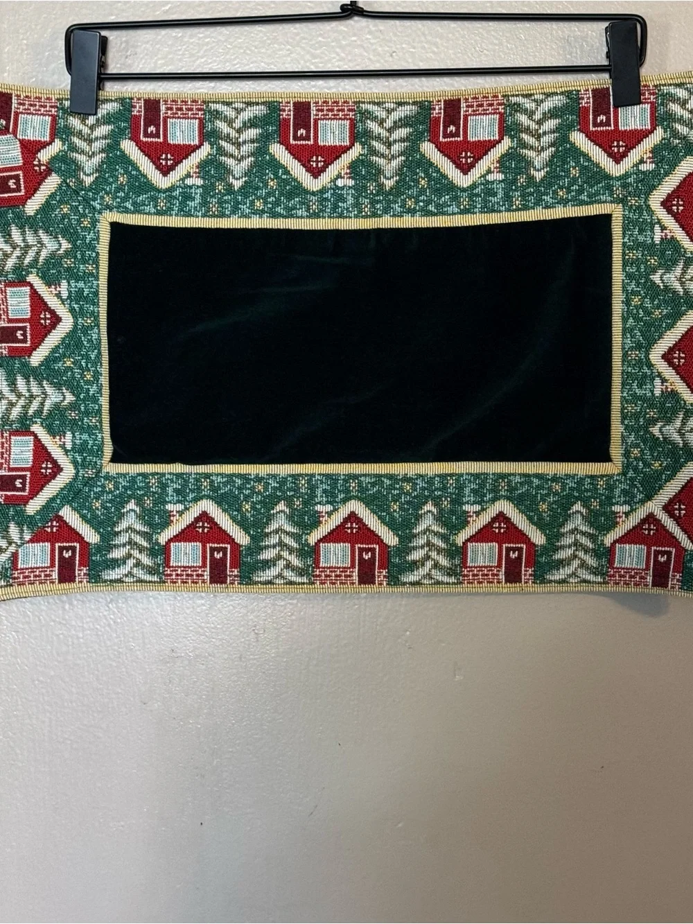 Vintage Holiday Velvet Placemat Pair Cozy Cabin Border Christmas Decor